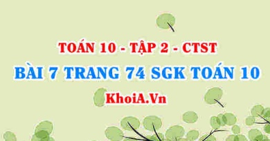 Bài 7 trang 74 SGK Toán 10 tập 2 Chân trời sáng tạo